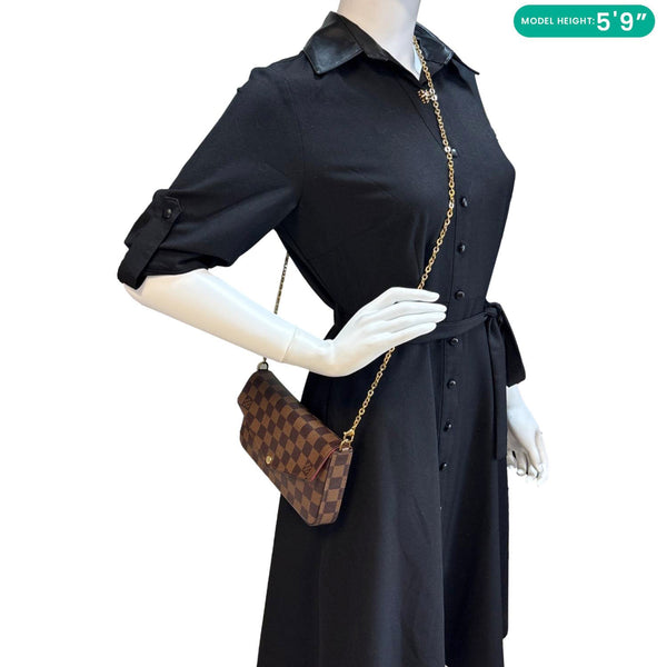 LOUIS VUITTON Felicie Pochette Damier Ebene Crossbody Bag Brown
