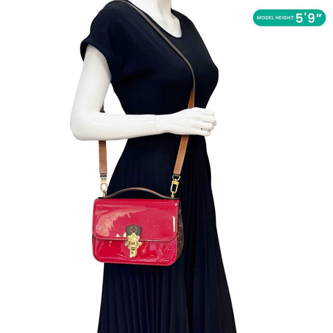 LOUIS VUITTON Cherrywood BB Vernis Leather Crossbody Bag Red