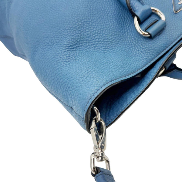 PRADA Vitello Daino Leather Shopping Tote Bag Blue