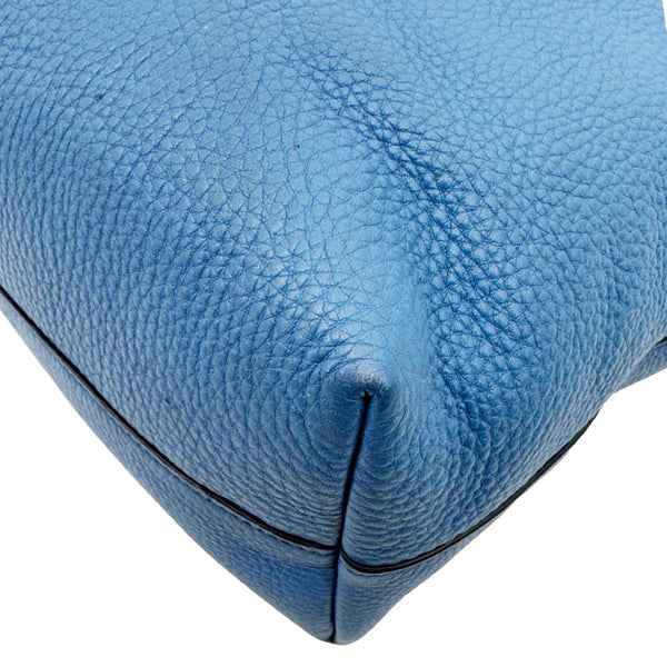 PRADA Vitello Daino Leather Shopping Tote Bag Blue