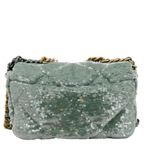 CHANEL 19 Flap Medium Sequins Shoulder Bag Green