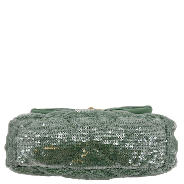 CHANEL 19 Flap Medium Sequins Shoulder Bag Green