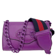 GUCCI Horsebit 1955 Web Mini Leather Shoulder Bag Purple 724713