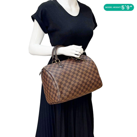 LOUIS VUITTON Speedy 30 Damier Ebene Satchel Bag Brown