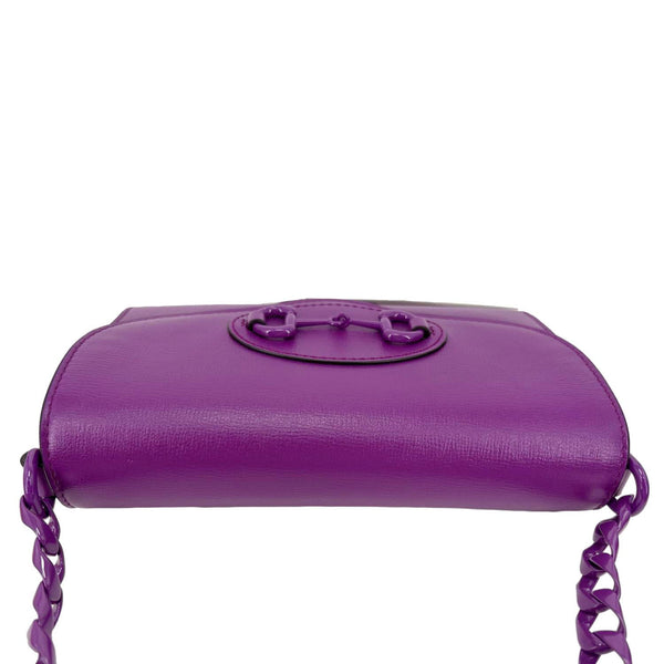 GUCCI Horsebit 1955 Web Mini Leather Shoulder Bag Purple 724713