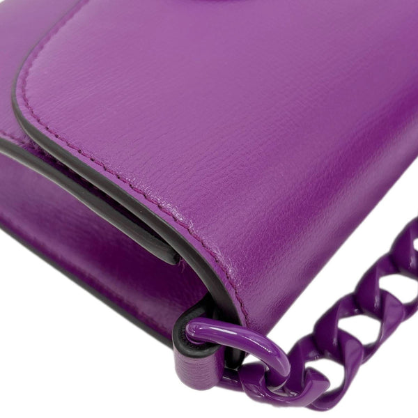 GUCCI Horsebit 1955 Web Mini Leather Shoulder Bag Purple 724713