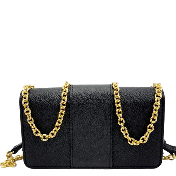 BURBERRY Buckle Small Grainy Calfskin Leather Chain Crossbody Bag Black