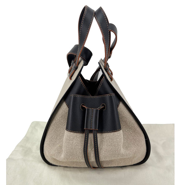 LOEWE Hammock Canvas and Leather Shoulder Bag Cream