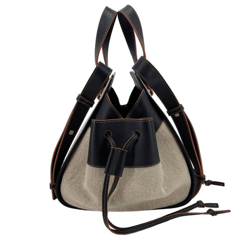 LOEWE Hammock Canvas and Leather Shoulder Bag Cream