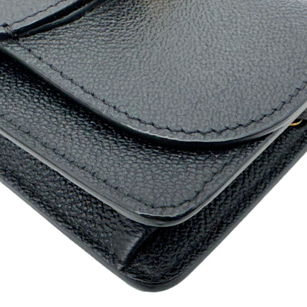 BURBERRY Buckle Small Grainy Calfskin Leather Chain Crossbody Bag Black