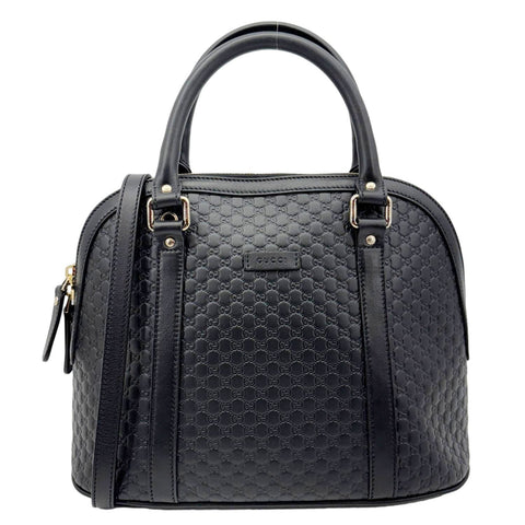 GUCCI Dome Medium Leather Crossbody Bag Black 449663