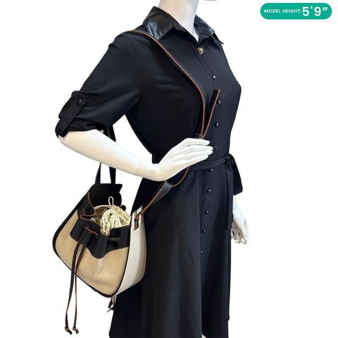 LOEWE Hammock Canvas and Leather Shoulder Bag Cream