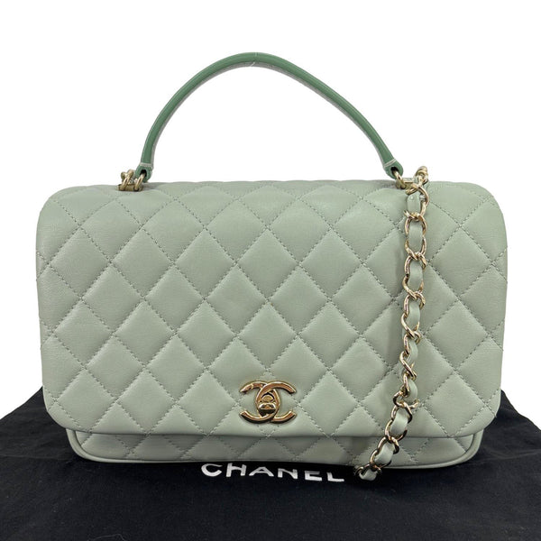 CHANEL Citizen Chic Flap Small Quilted Leather Crossbody Bag Light Green