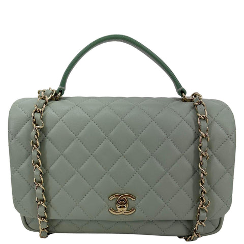 CHANEL Citizen Chic Flap Small Quilted Leather Crossbody Bag Light Green