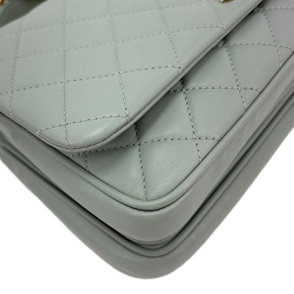 CHANEL Citizen Chic Flap Small Quilted Leather Crossbody Bag Light Green