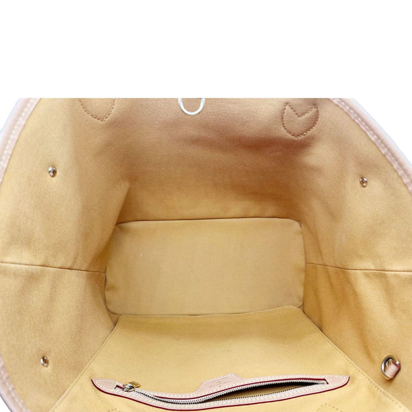 LOUIS VUITTON Neverfull MM Monopaname Canvas Tote Bag Beige Ocher