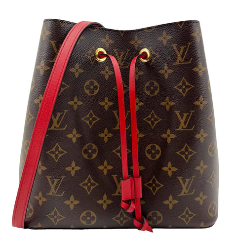 LOUIS VUITTON Neonoe MM Monogram Canvas Shoulder Bag Red