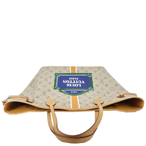 LOUIS VUITTON Neverfull MM Monopaname Canvas Tote Bag Beige Ocher