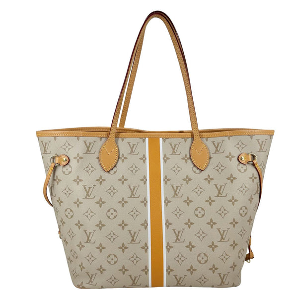 LOUIS VUITTON Neverfull MM Monopaname Canvas Tote Bag Beige Ocher