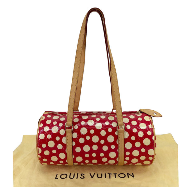 LOUIS VUITTON Papillon Yayoi Kusama Infinity Dots Monogram Vernis Dots Satchel Bag Red