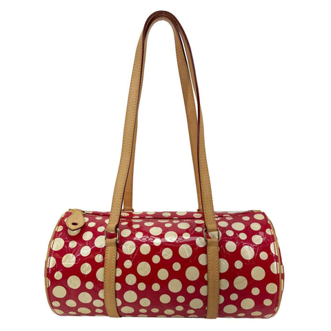 LOUIS VUITTON Papillon Yayoi Kusama Infinity Dots Monogram Vernis Dots Satchel Bag Red