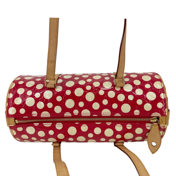 LOUIS VUITTON Papillon Yayoi Kusama Infinity Dots Monogram Vernis Dots Satchel Bag Red