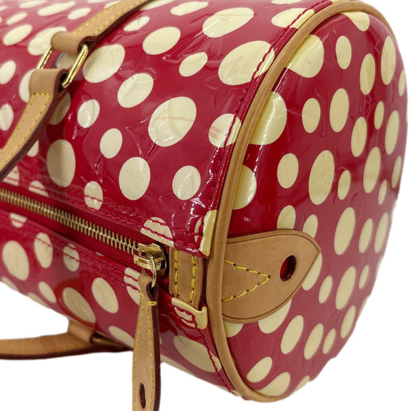 LOUIS VUITTON Papillon Yayoi Kusama Infinity Dots Monogram Vernis Dots Satchel Bag Red