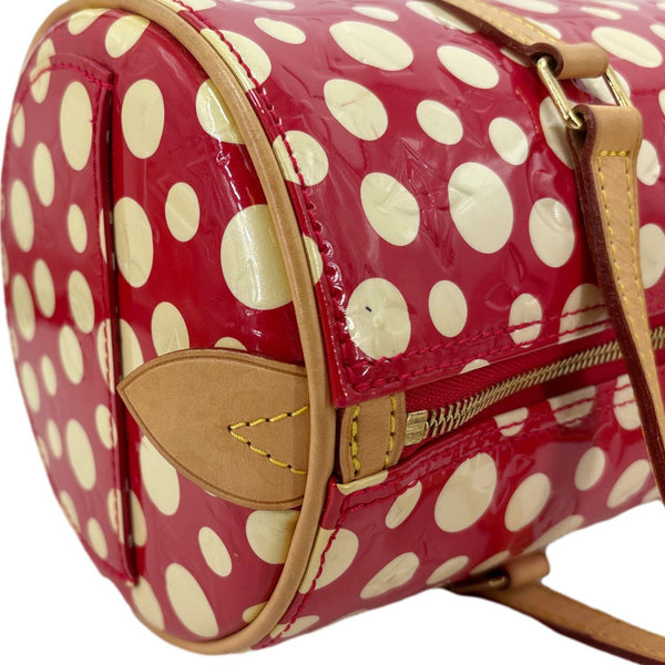 LOUIS VUITTON Papillon Yayoi Kusama Infinity Dots Monogram Vernis Dots Satchel Bag Red