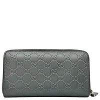 GUCCI GG Leather Zip Around Wallet Grey 447906