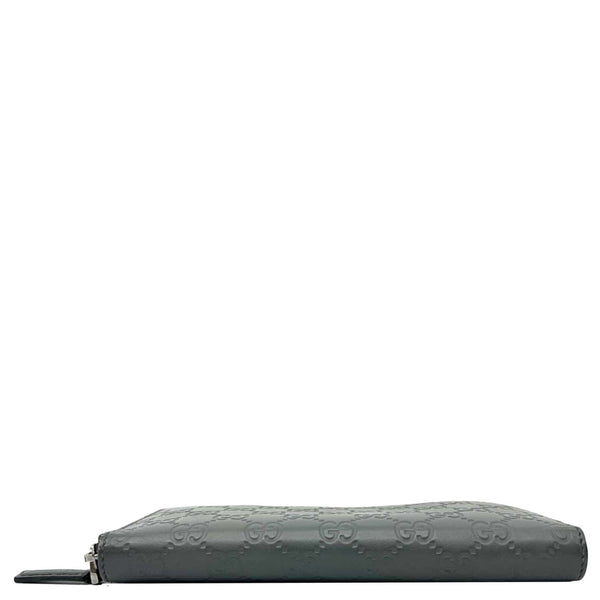 GUCCI GG Leather Zip Around Wallet Grey 447906