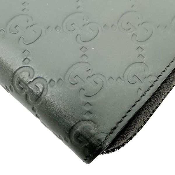 GUCCI GG Leather Zip Around Wallet Grey 447906