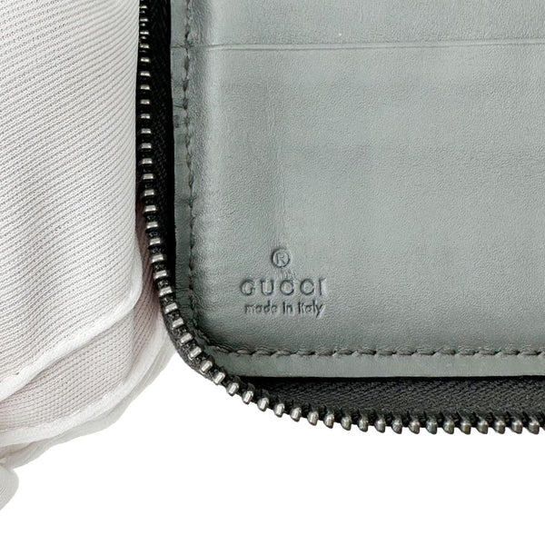 GUCCI GG Leather Zip Around Wallet Grey 447906