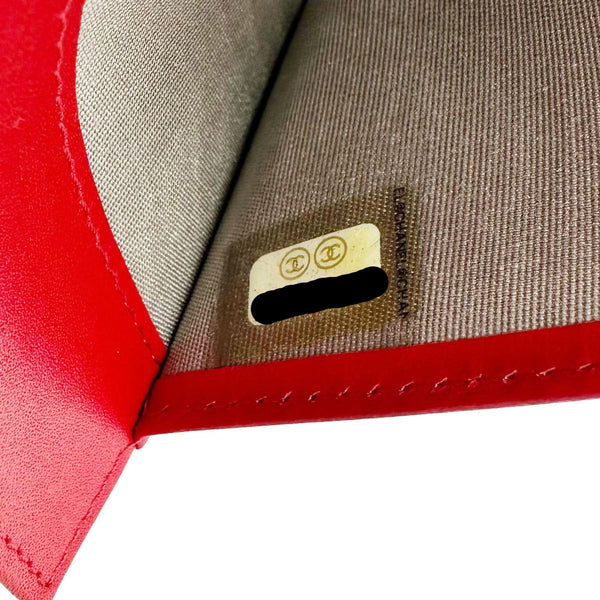CHANEL Timeless CC Flap Caviar Leather Wallet Red