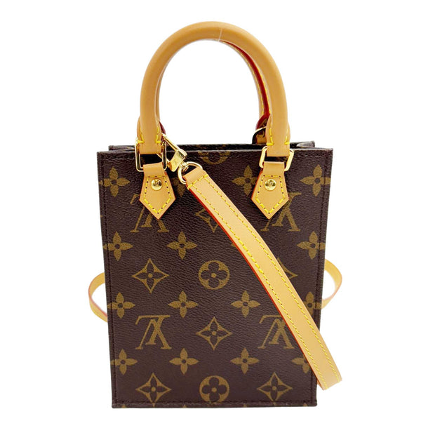 LOUIS VUITTON Petit Sac Plat Monogram Canvas Shoulder Bag Brown