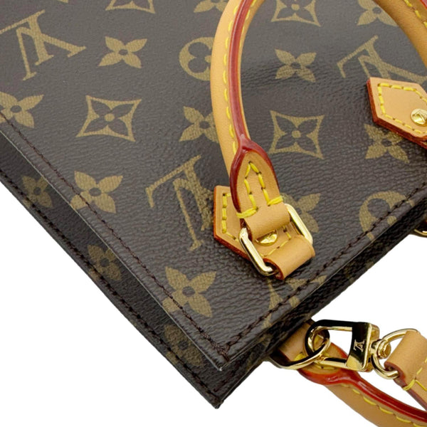 LOUIS VUITTON Petit Sac Plat Monogram Canvas Shoulder Bag Brown