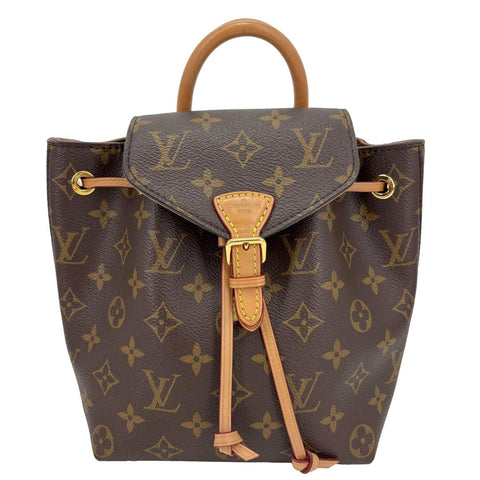 LOUIS VUITTON Montsouris BB Monogram Canvas Leather Backpack Bag Brown