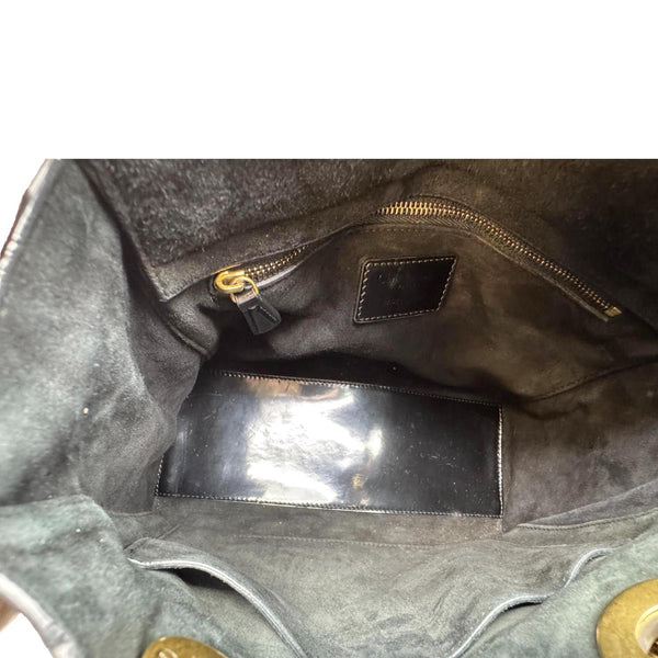 CHRISTIAN DIOR Lady Dior Medium Studded Cannage Patent Leather Crossbody Bag Black