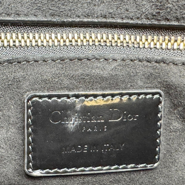 CHRISTIAN DIOR Lady Dior Medium Studded Cannage Patent Leather Crossbody Bag Black