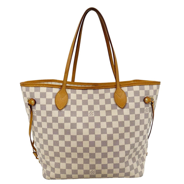 LOUIS VUITTON Neverfull MM Damier Azur Tote Shoulder Bag White