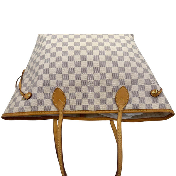 LOUIS VUITTON Neverfull MM Damier Azur Tote Shoulder Bag White