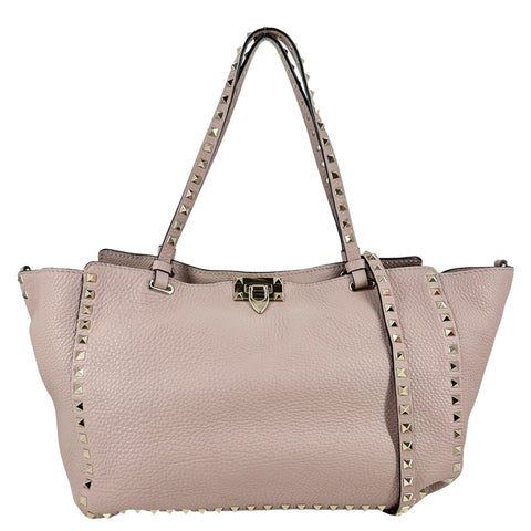 VALENTINO Garavani Rockstud Leather Tote Bag Pink