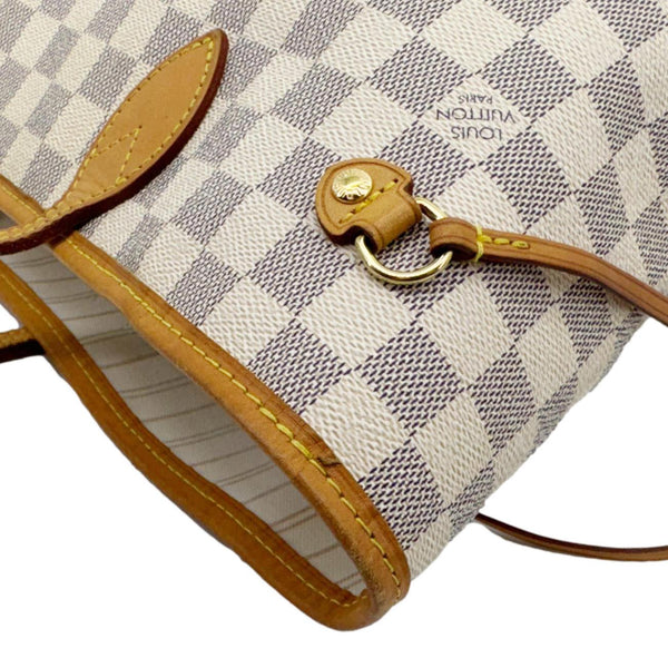 LOUIS VUITTON Neverfull MM Damier Azur Tote Shoulder Bag White