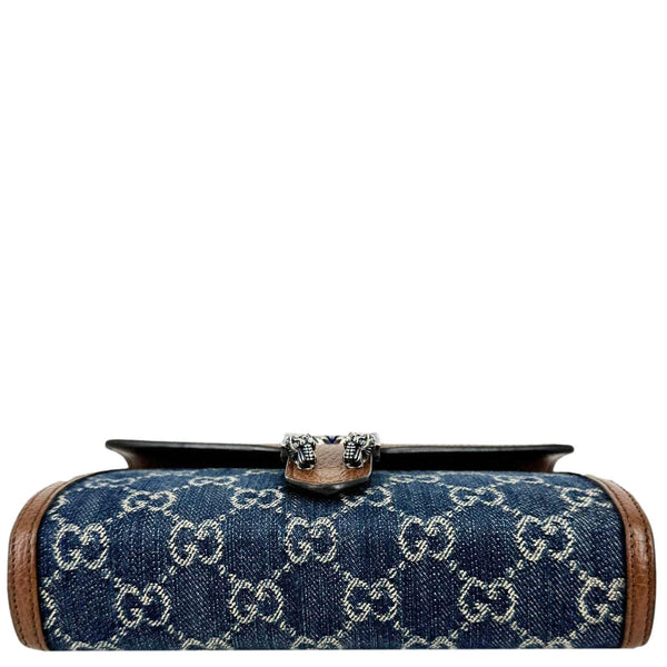 GUCCI Dionysus Mini GG Denim Chain Wallet Crossbody Bag Blue 401231