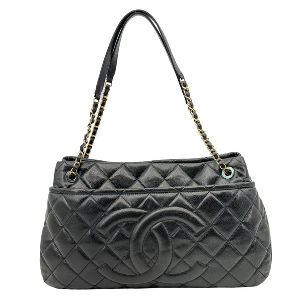 CHANEL Timeless CC Soft Quilted Caviar Leather Tote Bag Black