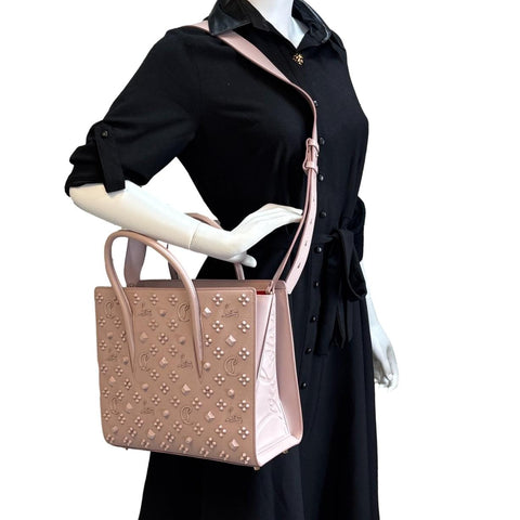 CHRISTIAN LOUBOUTIN Paloma Medium Calfskin Leather Top Handle Crossbody Bag Pink