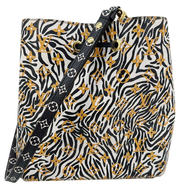 LOUIS VUITTON Neonoe MM Giant Jungle Canvas Bucket Shoulder Bag White