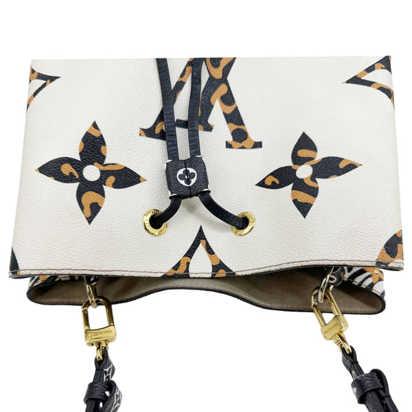 LOUIS VUITTON Neonoe MM Giant Jungle Canvas Bucket Shoulder Bag White