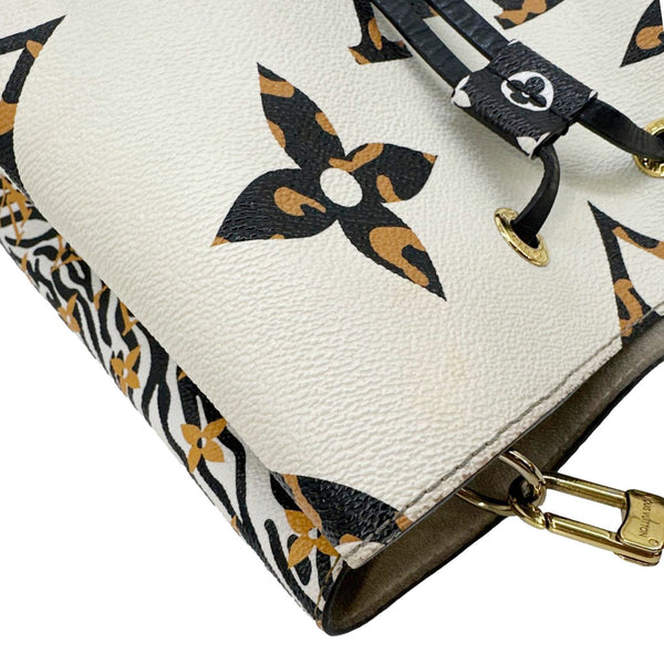 LOUIS VUITTON Neonoe MM Giant Jungle Canvas Bucket Shoulder Bag White