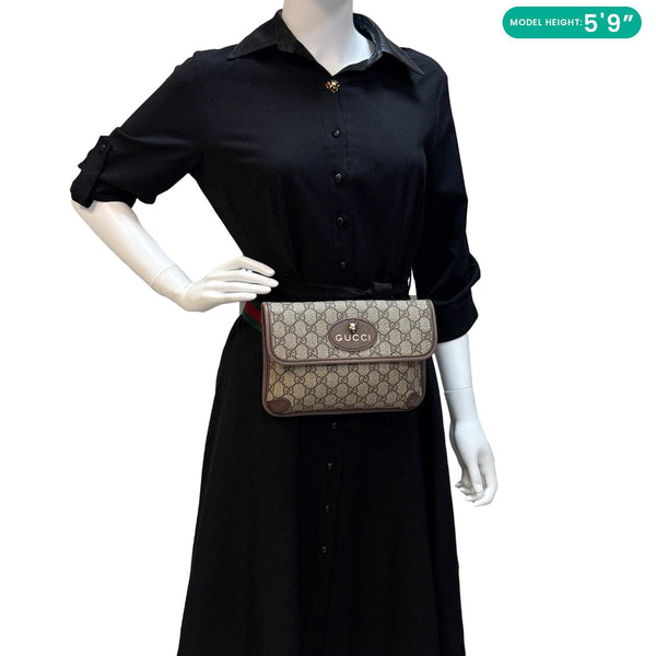 GUCCI Neo Web Vintage GG Monogram Canvas Belt Bag Beige 493930