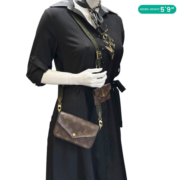 LOUIS VUITTON Felicie Strap & Go Monogran Canvas Shoulder Bag Brown